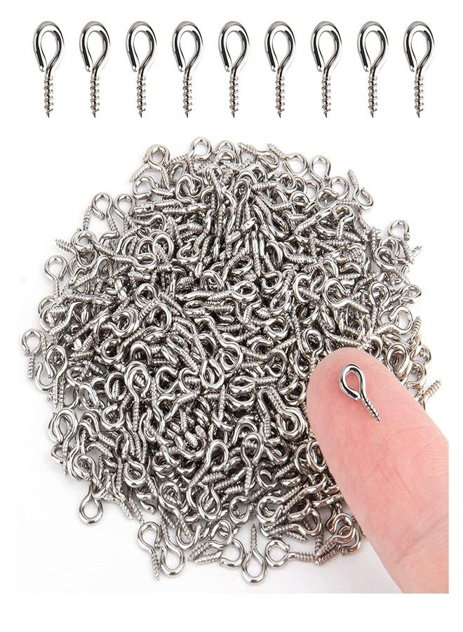 Excellentcrafts 100PCS Small Screw Eye Pins, 4 x 8mm Eye Pin Hooks, Eyelets Screw Threaded Clasps Hooks for Doing Art DIY, Mini Metal Hoop Peg for Jewelry Making (Nickel) - Image 1